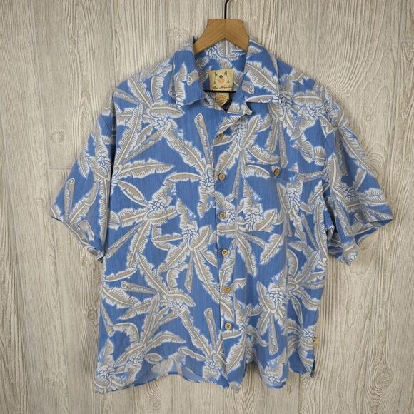 Joe Marlin Men’s XL Blue Short Sleeve Hawaiian Camp Button Down Shirt - Picture 1 of 7